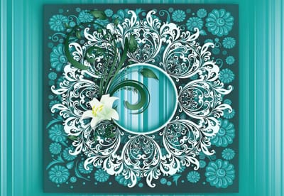 Fotobehang Vintage Pattern Turquoise | XL - 208cm x 146cm | 130g/m2 Vlies