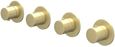 IVY Pact Afbouwdeel Inbouwthermostaat met 3 Stopkranen Symmetry met Ronde Rozetten - Geborsteld Mat Goud PVD
