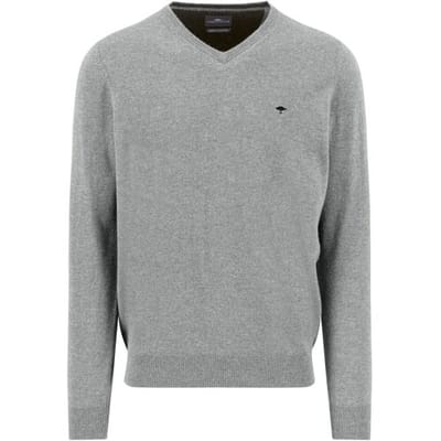 Fynch-Hatton Trui V-Neck Merino Cashmere Silver / male