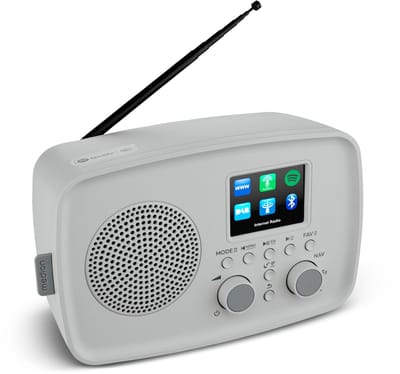 MEDION Internetradio met DAB+ IRE-1 (DAB+, wifi, FM, Bluetooth, spatwaterdicht, telescoopantenne, Spotify Connect, wekker, dimmer) grijs