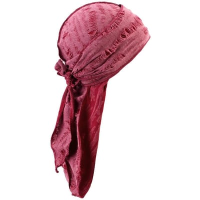 Nieuwe Heren Vintage Gescheurde Verstelbare Bandana Piratenhoed Punk Stijl Katoenen Durag Hoofdband Lange Staart Piratenpet Fiets Hoofddoek Size fits all wijnrode kleur