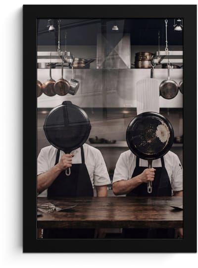 Poster in lijst - Fotolijst 20x30 cm - Posters - Koks - Koekenpannen - Keuken - Posterlijst zwart - Decoratie - Wanddecoratie woonkamer - Muurdecoratie slaapkamer