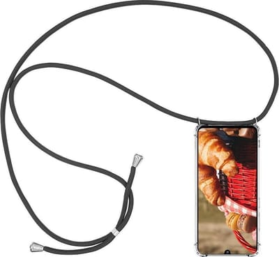 Telefoonhoesje Geschikt voor: Samsung Galaxy A01 met koord - Kettinghoesje - Anti Shock - Transparant TPU - Draagriem voor Schouder / Nek - Schouder tas - ZT Accessoires