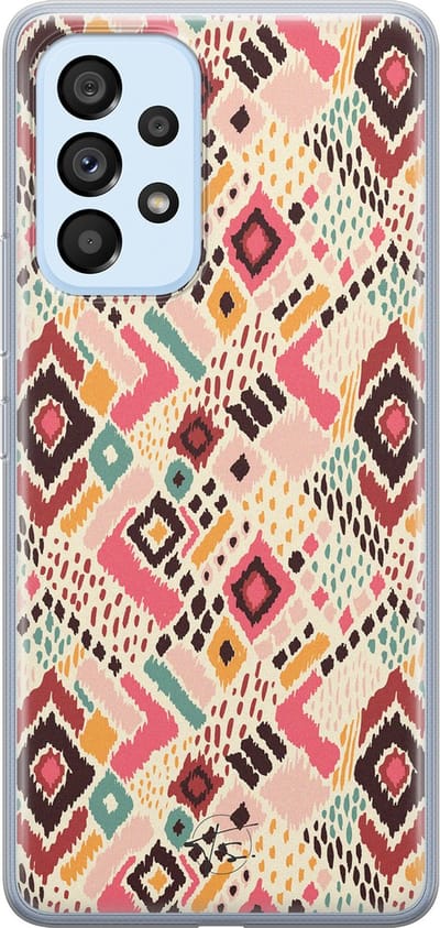 Hoesje geschikt voor Samsung Galaxy A33 - Boho vibes - Soft Case - TPU - Print - Oranje - Mooie Telefoonhoesjes