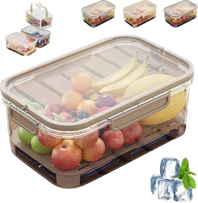 IJs Bewaardoos - Koelbox Opbergbak - Buiten Koelen - Doorzichtig Stapelbaar Ontwerp - 18 Liter Capaciteit - Bruin