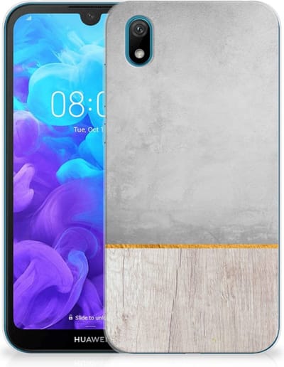 Huawei Y5 (2019) Bumper Hoesje Wood Concrete