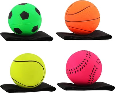 Sportieve Springball Set met Koord - 6 cm Diameter, 4 Stuks, Speelgoed voor Kinderen en Volwassenen, Ideaal voor Voetbal, Basketbal en Softbal Activiteiten