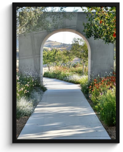 Poster in lijst - Fotolijst 50x70 cm - Posters - Doorkijk - Pad - Beton - Landschap - Posterlijst zwart - Decoratie - Wanddecoratie woonkamer - Muurdecoratie slaapkamer