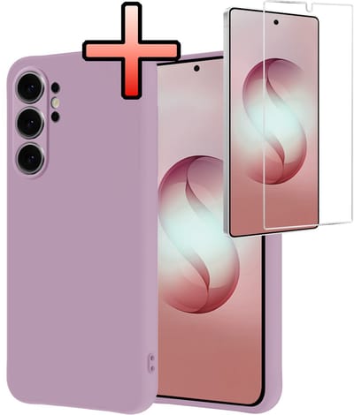 Hoesje - Met Screenprotector - Geschikt voor Samsung Galaxy S26 Ultra - Sterk & Shockproof - Back Cover - Siliconen Case - Telefoon Hoes - Lila