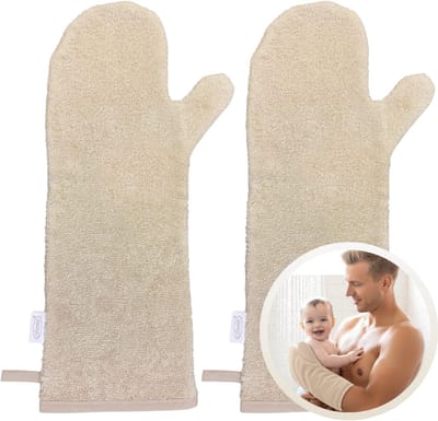 Funnies Washandjes Baby 2-pack Cream - Babywashandjes - 2 Stuks - Origineel Kraamcadeau - Lange Baby Washand
