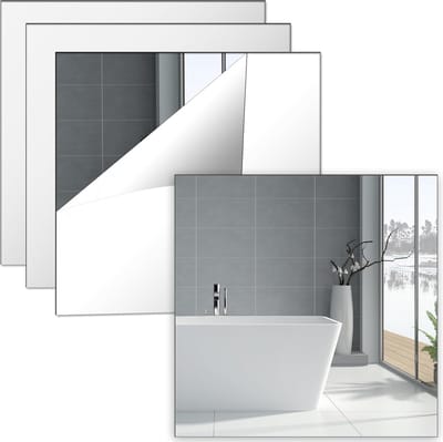 VIN® Plakspiegel Rechthoek - Passpiegel Deur - Zelfklevende Spiegel 4 Stuks- plakspiegel Vierkant – Spiegelfolie – 30x30cm