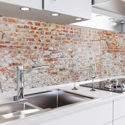Keuken achterwand zelfklevend - Spatscherm keuken - Spatwand fornuis - Muurbeschermer - Verstevigde PET folie - 0,37 mm - Mat - Oude bakstenen muur - 220 cm x 60 cm