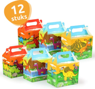 Isa's Friends® - Uitdeeldoosjes Dino's - 12 stuks - Traktatie doosjes - Uitdeelcadeautjes