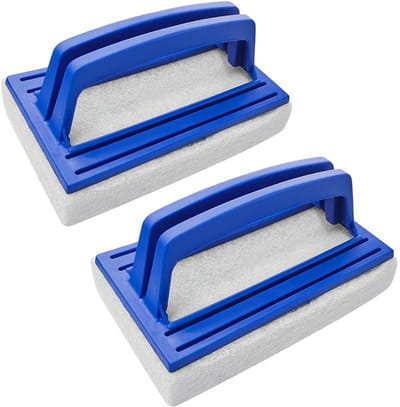 EXCITAT Sponsborstel - Zwembadsponsborstel - Zwembadreinigingsspons - met handvat - voor spa's, baden, zwembaden - Blauw - 2 pack