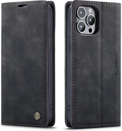 CaseMe Luxe bookcase geschikt voor Apple iPhone 13 Pro Max - zwart