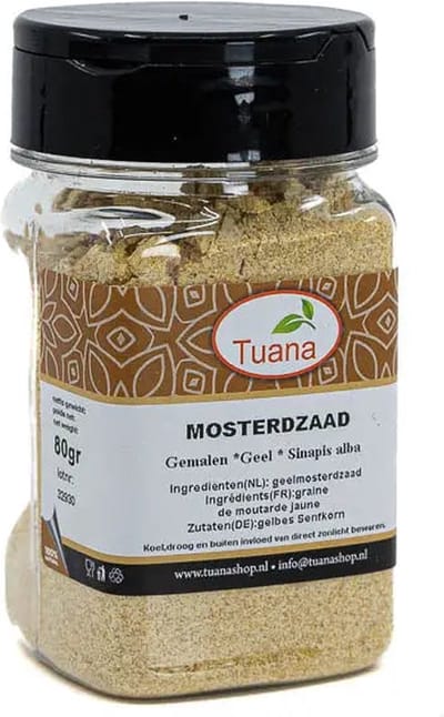 Tuana Kruiden - Mosterdzaad Geel Gemalen - Strooibus 130 Gram - Tuanashop - MP-M-0013