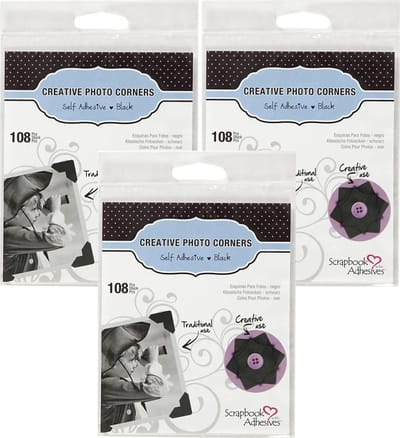 Fotohoekjes zelfklevend - 324x - zwart - 10 x 10 mm - foto album plakkers/stickers
