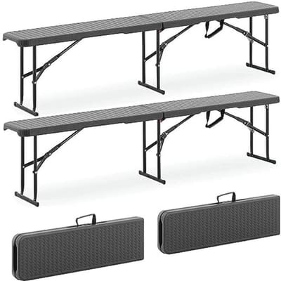 Inklapbare Bierbank Set - 2 Opvouwbare Banken voor Buiten - 183 cm - Ideaal voor Tuinfeesten en Barbecues