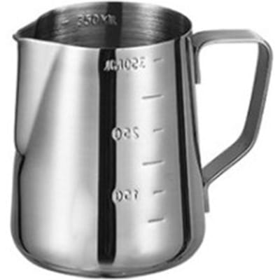 Opschuimbeker 350ML Voedselkwaliteit Roestvrij Staal Antislip Handvat Melkopschuimkannetje met Schaal gray