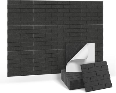 Akoestische Panelen 12 Stuks 30x30 cm – Zelfklevende Geluidsabsorberende Wandpanelen – Polyester Vilt 0,9 cm – Voor Studio, Kantoor, Gaming Room en Thuisbioscoop – Zwart