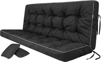 Schommelbank Kussen - Tuinbank Kussen - Buiten Zitten - Wasbaar - 120 cm Breed - Zwart