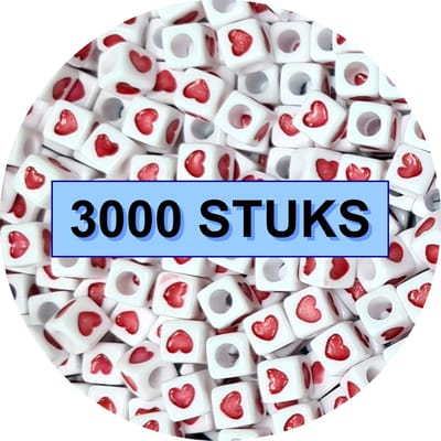 Fako Bijoux® - Hartjes Kralen Vierkant Bulk - Acryl - 7mm - Sieraden Maken - 3000 Stuks - Rood