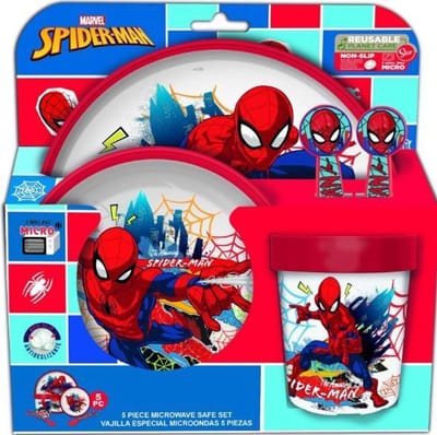 Set de Vaisselle Antidérapante Spiderman pour Enfants 5 Pièces