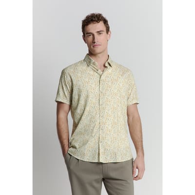 No Excess Shirt Short Sleeve Allover Printed Yellow Maat: M | Casual Overhemden Outlet | Heren | Geel