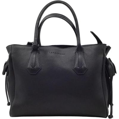 Longchamp Penelope Kwast Koordtas Zwart Leer Handtas