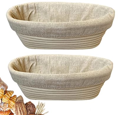 Oval Proofing Basket Set voor Brood Bakken - 2 Stuks - Perfect voor Ambachtelijk Brood