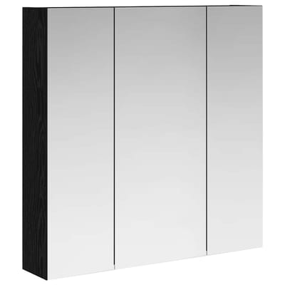vidaXL - Badkamerspiegelkast - Zwart - Eiken - 70 - x - 14,5 - x - 70 - cm - Bewerkt - hout