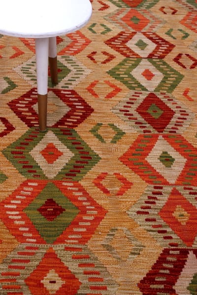 Kleurrijk Tapijt Laagpolig Handgeweven Wollen Vloerkleed - Koho Afghan Kelim 296x195 - 296x195cm- Modern - Woonkamer - Salon - Slaapkamer - Eetkamer