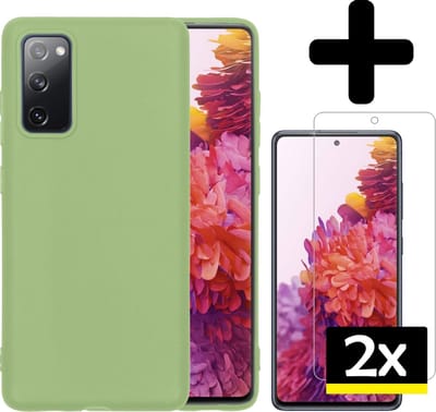 Hoesje - Met 2x Screenprotector - Geschikt voor Samsung Galaxy S20 FE - Sterk & Shockproof - Back Cover - Siliconen Case - Telefoon Hoes - Telefoonhoesjes - Groen