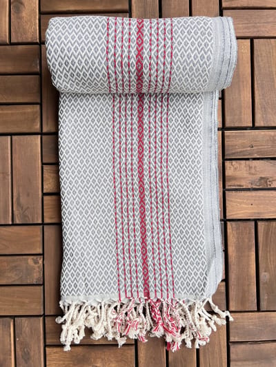 Hamamdoek | Saunalaken | Pestemal | Strandlaken | Badhanddoek, Douchelaken | Parkdeken | Yoga Deken | Handdoek - Multifunctioneel, Snel-Drogend - 100x180 cm - 100% Katoen - Dames - Heren | Model: Geo - Grijs