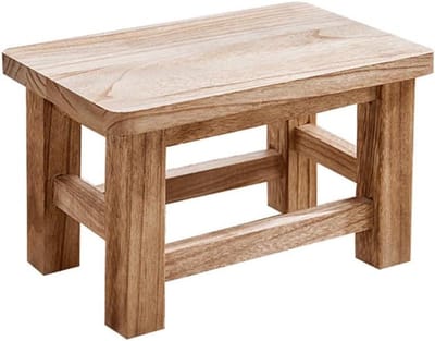 Voetbank Massief Hout - Lage Kruk Bank - Multifunctioneel Gebruik - Stabiel en Krasvrij - 30cm Diep - Natuurlijk Hout