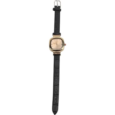 Dames Horloge met Leren Band Elegant Fijn Klassiek Vintage Retro Dames Quartz Horloge Cadeau zwart