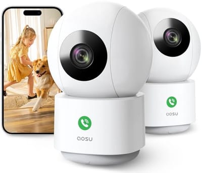 2K Indoor Camera's 2-Pack - Plug-In WiFi Nanny Cam voor Baby & Huisdieren met Nachtzicht en Beweging Detectie