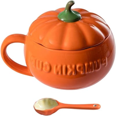 Halloween Pompoenmok met Deksel en Lepel, Schattige Keramische Koffiemok, Creatieve Melk- en Soepbeker, Perfect Cadeau voor Vrouwen en Feestelijke Gelegenheden
