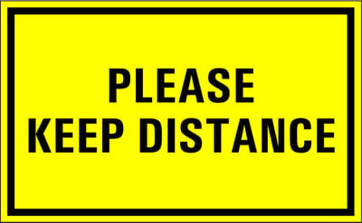 Please keep distance sticker 320 x 200 mm