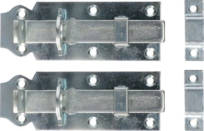 Deltafix schuifslot/hangslotschuif - 2x - 12 x 4.5cm - verzinkt staal - deur - schutting - hek