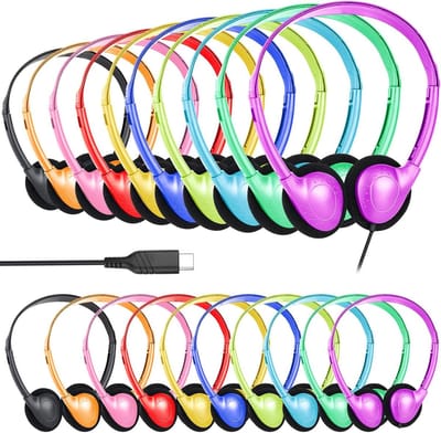 Type C Hoofdtelefoon - USB C Oortjes - Klaslokaal Onderwijs - Bulkverpakking 20 Stuks - Universeel - Gemengde kleuren