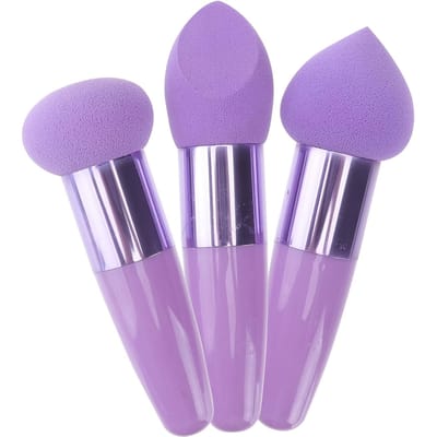 3 stuks Make-up Spons Set Zachte Beauty Blenders met Ergonomische Handvatten voor het Aanbrengen van Foundation, Blush en Poederproducten, Make-up Kwasten