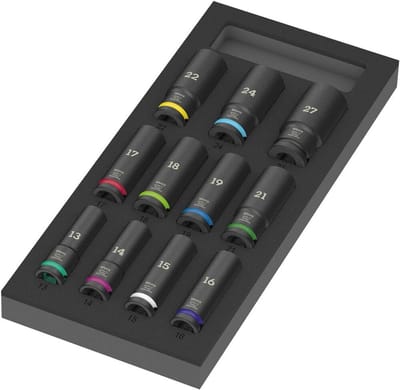 Dopsleutel Set - Slagdoppen - Mechanisch Werk - Thermoformed Opbergbak - 11 Delig - Multicolor