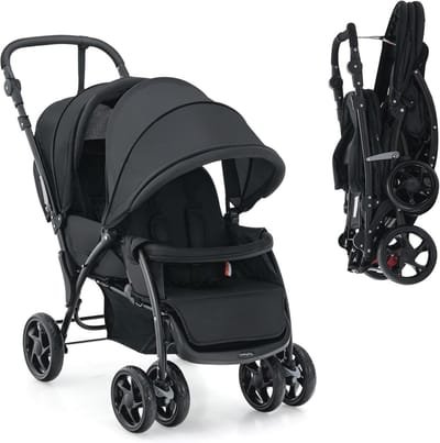 Dubbele kinderwagen voor tweelingen - 2-zits verstelbaar met Cosy, universele remwielen, opvouwbaar en lichtgewicht