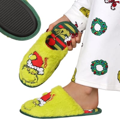 Grinch ANTISLIP damesslippers, FEESTELIJKE huisslippers, WARM