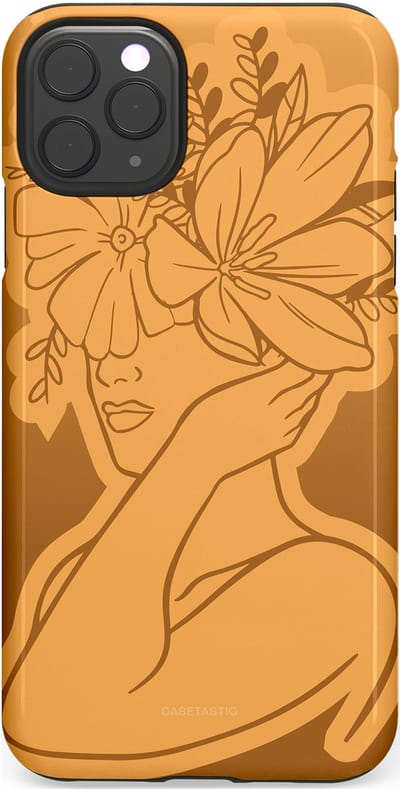 Casetastic hoesje geschikt voor Apple iPhone 11 Pro Max - Dubbellaagse bescherming - Botanische Elegantie - Fashion Case - Goud Bruin Terracotta