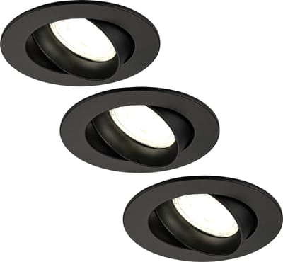 Ledvion - 3X LED Inbouwspot Rio - Zwart - Dimbaar - 3W - 4000K - Ø85 mm
