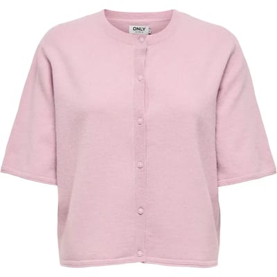 Only Cardigan - ONLTILDA S/S O-NECK CARDIGAN KNT - S tot M - voor Vrouwen - lichtroze