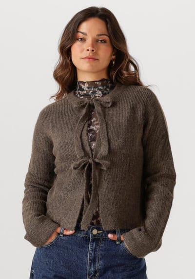 Object Objparvi Knit Cardigan Truien & vesten Dames - Sweater - Hoodie - Vest- Bruin - Maat XS