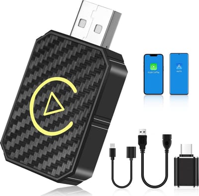 Flintronic Draadloze CarPlay-adapter, converteert bedrade CarPlay naar draadloze, Plug and Play Carplay draadloze dongle voor IOS10+/Android12+ telefoons, draadloze Carplay dongle-adapter voor auto's